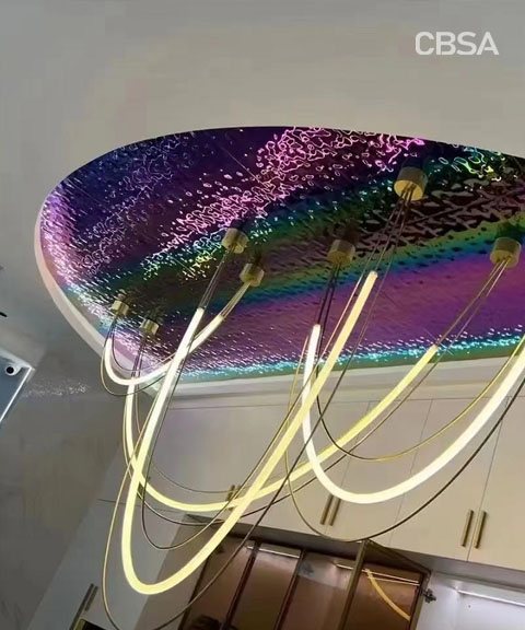 colored stainless steel hotel ceiling application